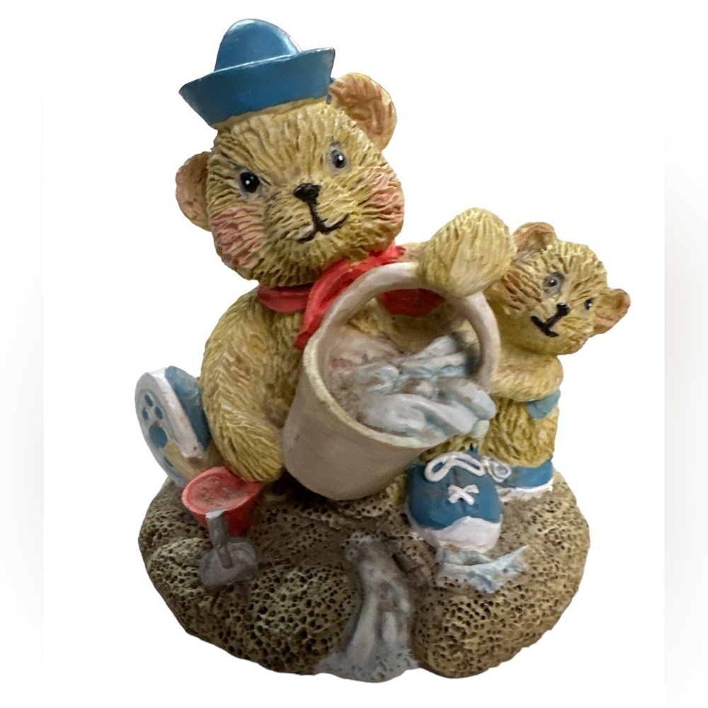 1993 Avery Creations Papa Teddy Bear and Cub at the Beach Playing In The Sand